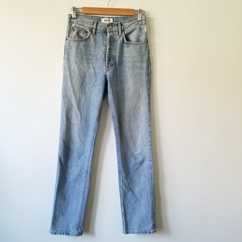 Agolde Lana Straight Legs Jeans Button Fly in Riptide Size 24 - Picture 4 of 16